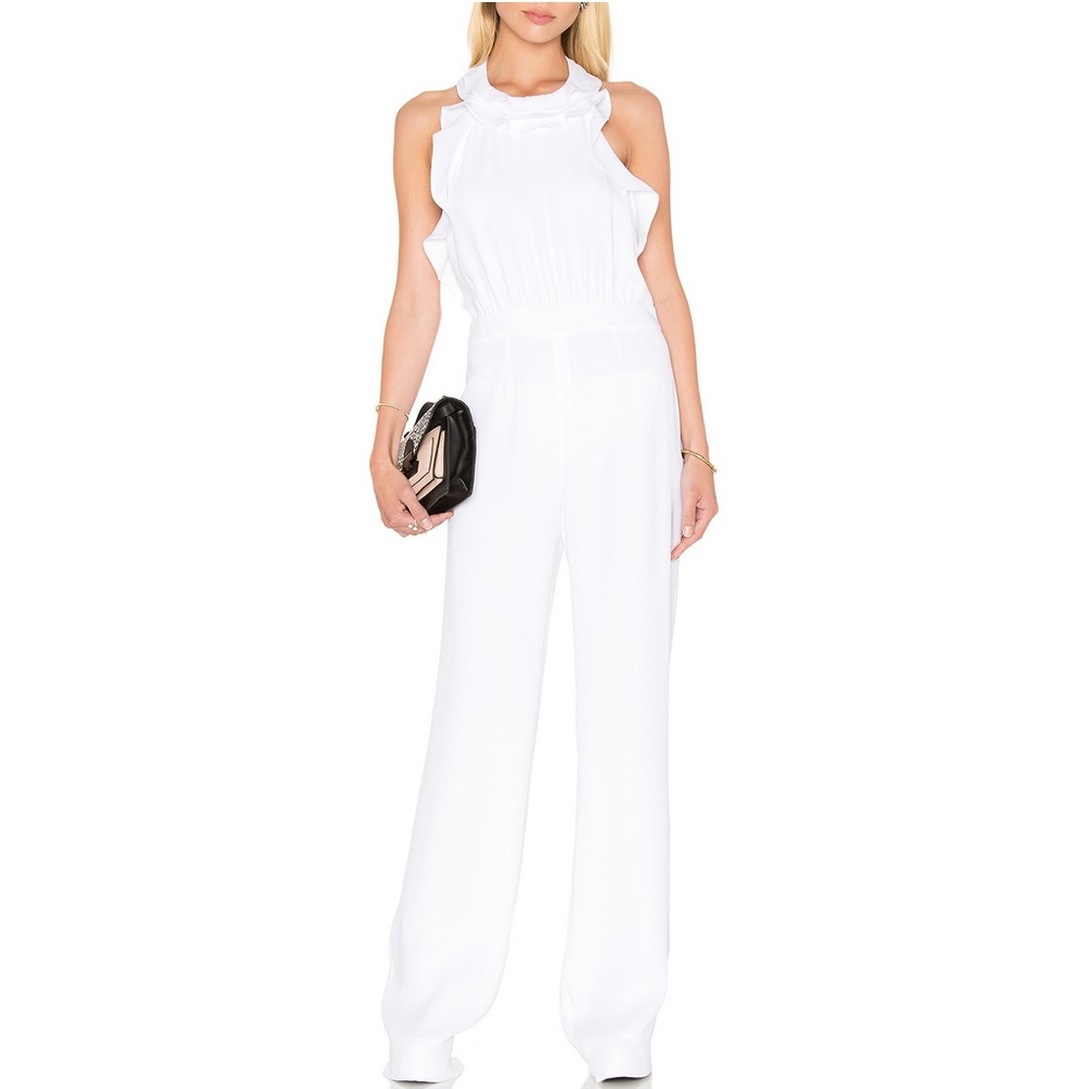 NWT Diane von Furstenberg DVF White Silk Jumpsuit, US 0
